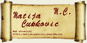 Matija Čupković vizit kartica